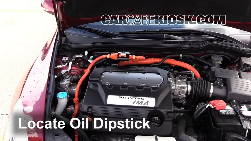 2007 Honda Accord Hybrid 3.0L V6 Oil Check Oil Level